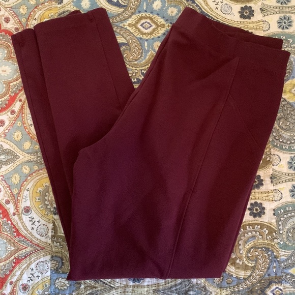 Ellen Tracy COMPANY Bordeaux color pull-up leggings L - Picture 1 of 11